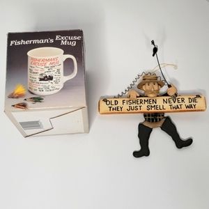 Fishman's Mug NIB and Funny Little Wall Sign NWOT